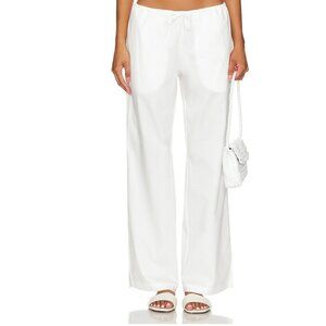 Frankie’s Bikinis White Daisy Poplin Tie Waist Pant, Size M